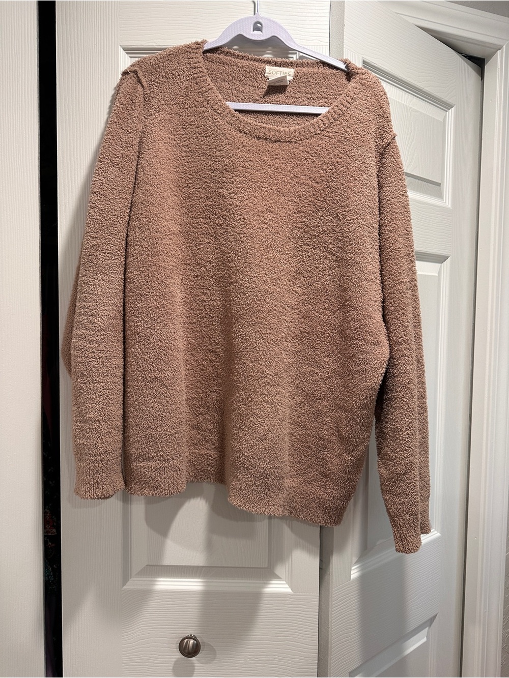 Softies Marshmallow Crew Neck Loungewear Sweater Taupe Mauve Plus Size 2X 3X